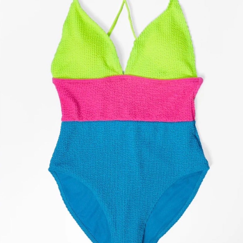 Pink Lily Neon Colorblock One Piece